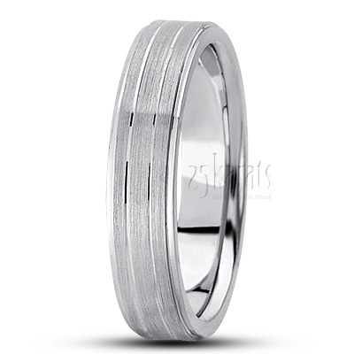 Basic Incised Carved Design Wedding Band  - view 6