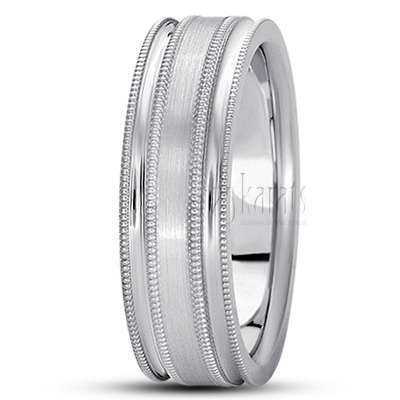 Stylish Four-Milgrain Basic Design Wedding Ring  - view 2