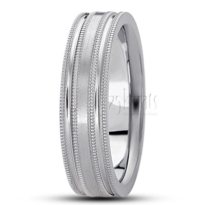 Stylish Four-Milgrain Basic Design Wedding Ring  - view 5