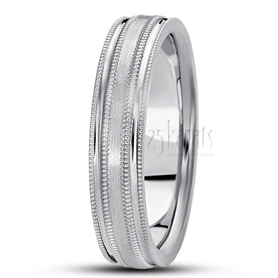 Stylish Four-Milgrain Basic Design Wedding Ring  - view 6