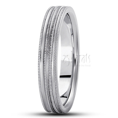 Stylish Four-Milgrain Basic Design Wedding Ring  - view 7