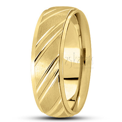 Diagonal Grooved Diamond Cut Wedding Ring  - view 3