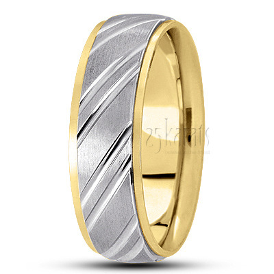 Diagonal Grooved Diamond Cut Wedding Ring  - view 4