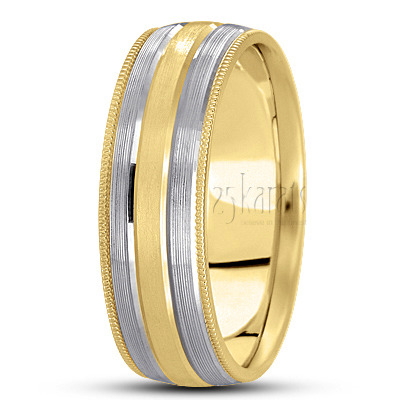 Unique Fine Grooved Carved Design Wedding Ring  - view 4