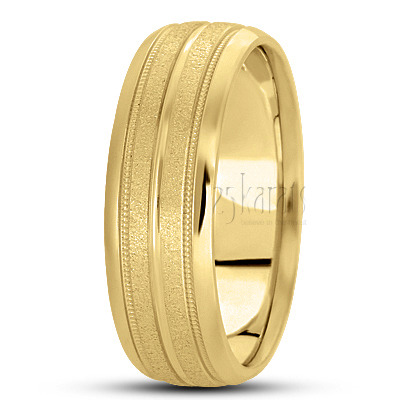 Beveled Edge Carved Design Wedding Band  - view 3