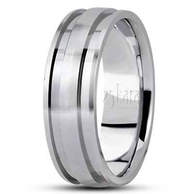 Stylish Grooved Carved Design Wedding Band  - view 2