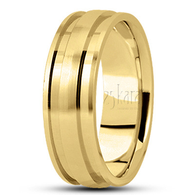 Stylish Grooved Carved Design Wedding Band  - view 3