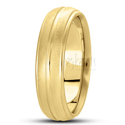 Traditional Incised Carved Design Wedding Band  - view 2