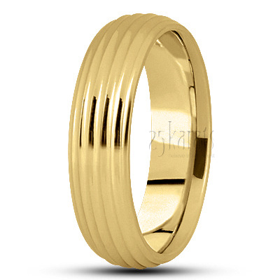 Convex Grooved Basic Carved Wedding Ring  - view 2