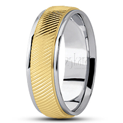 Sturdy Diagonal Cut Diamond Carved Wedding Band  - view 3