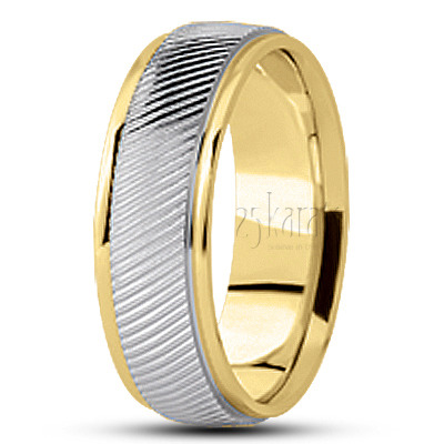 Sturdy Diagonal Cut Diamond Carved Wedding Band  - view 4