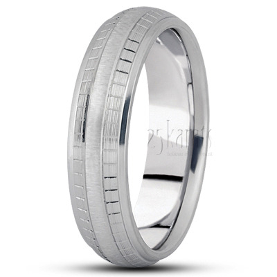 Concave Center Diamond Cut Wedding Ring  - view 2