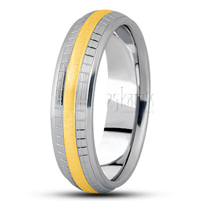 Concave Center Diamond Cut Wedding Ring 