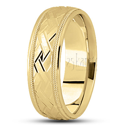 Chain Motif Fancy Carved Wedding Band  - view 2