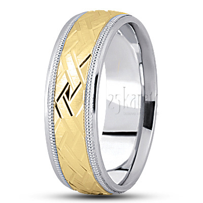 Chain Motif Fancy Carved Wedding Band  - view 3