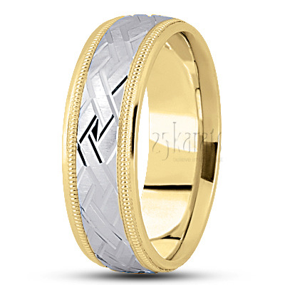 Chain Motif Fancy Carved Wedding Band  - view 4