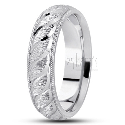 Braid Design Fancy Carved Wedding Band - view 2