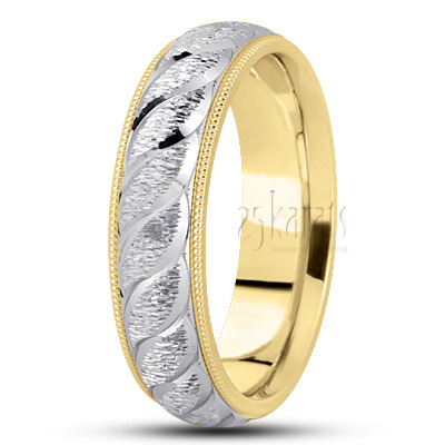 Braid Design Fancy Carved Wedding Band - view 4