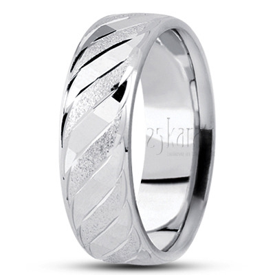 Braid Motif Carved Design Wedding Ring  - view 2