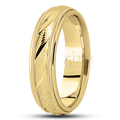 High Polished Fancy Design Wedding Band  - view 2