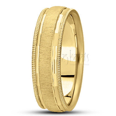 Angular Cut Milgrain Basic Designer Wedding Band  - view 2