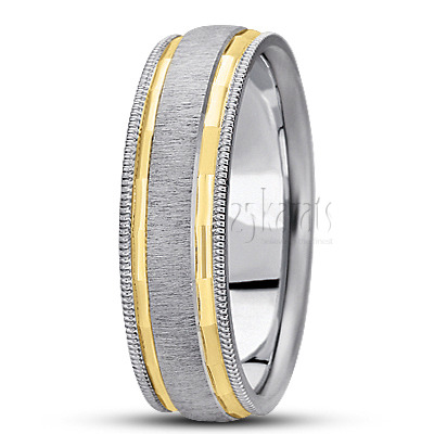 Angular Cut Milgrain Basic Designer Wedding Band  - view 3