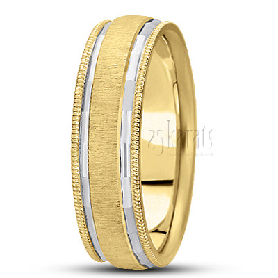 Angular Cut Milgrain Basic Designer Wedding Band  - view 4