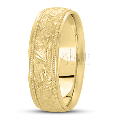 Stylish Floral Carved Wedding Ring  - view 2