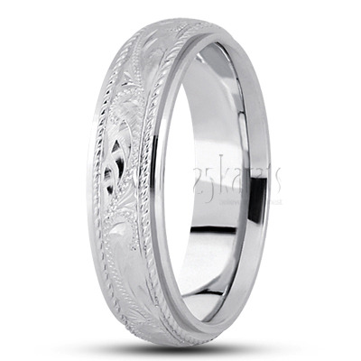 Deluxe Incised Hand Engraved Wedding Ring  - view 2