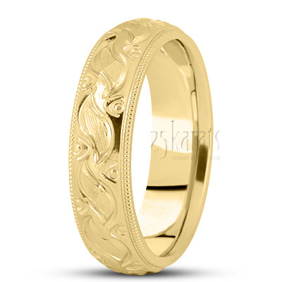 Elegant Fancy Carved Wedding Ring  - view 2