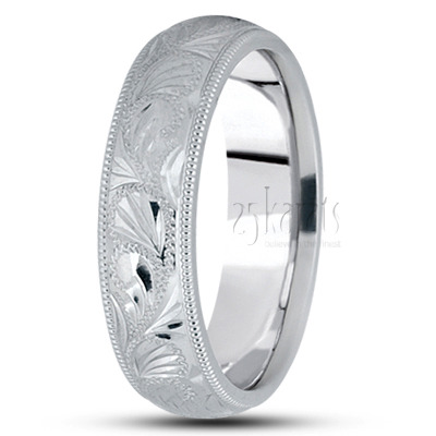 Stylish Carved Handcrafted Wedding Band  - view 2