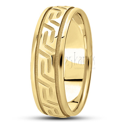 Traditional Greek Key Designer Wedding Band  - view 3