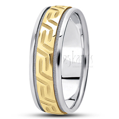 Traditional Greek Key Designer Wedding Band  - view 4