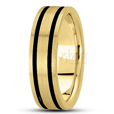 Black Carved Design Wedding Ring  - view 2