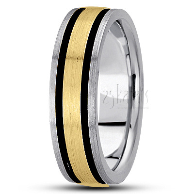 Black Carved Design Wedding Ring  - view 3