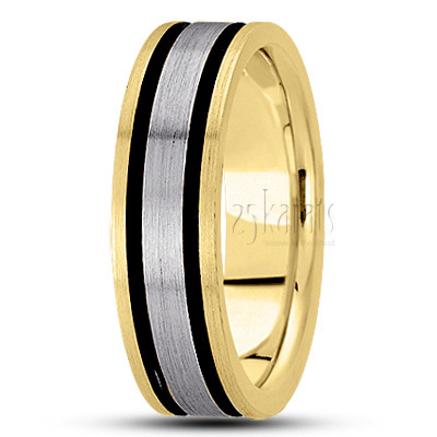 Black Carved Design Wedding Ring  - view 4