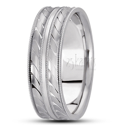 Exclusive Milgrain Carved Design Wedding Ring  - view 2