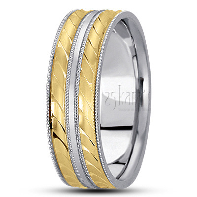 Exclusive Milgrain Carved Design Wedding Ring  - view 3