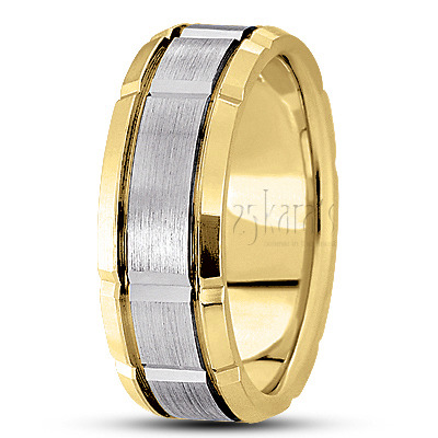 Beveled Edge Grooved Designer Wedding Ring  - view 4