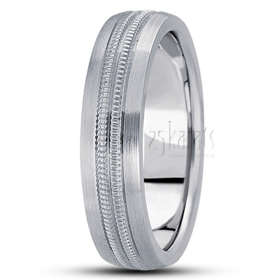 Satin Finish Carved Design Wedding Ring  - view 2