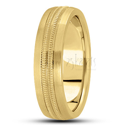 Satin Finish Carved Design Wedding Ring  - view 3