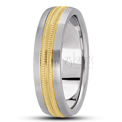 Satin Finish Carved Design Wedding Ring  - main view