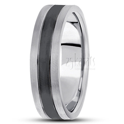 Black Center Basic Designer Wedding Ring  - view 2