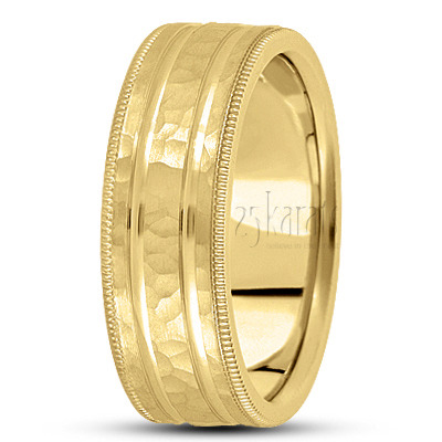 Hammer Milgrain Basic Designer Wedding Ring  - view 3