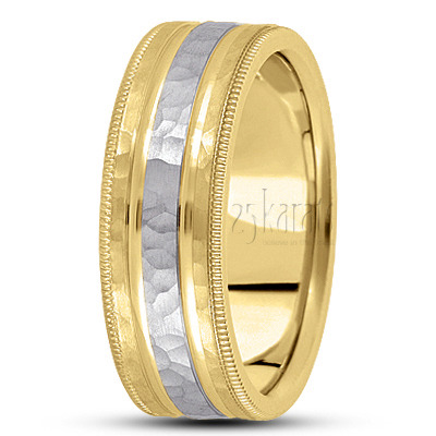 Hammer Milgrain Basic Designer Wedding Ring  - view 4