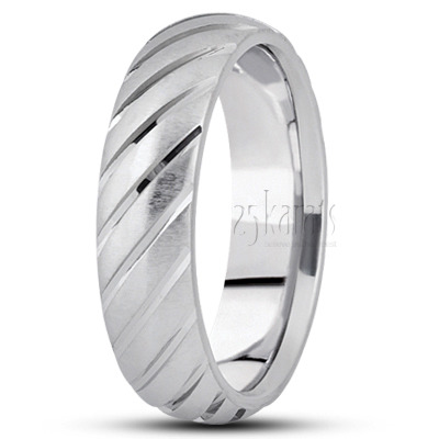 Diagonal Cut Basic Design Wedding Band  - view 2