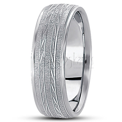 Stone Carved Design Wedding Band  - view 2