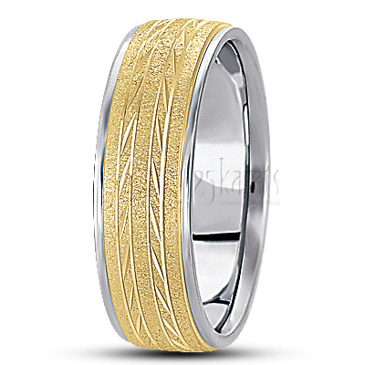 Stone Carved Design Wedding Band  - view 3