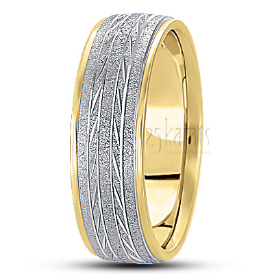 Stone Carved Design Wedding Band  - view 4