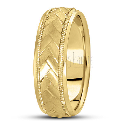 Herringbone Pattern Designer Wedding Band  - view 3